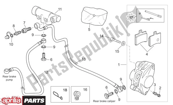 Tutte le parti per il Achterwielremklauw del Aprilia Atlantic Sprint 400-500 682 2005 - 2007