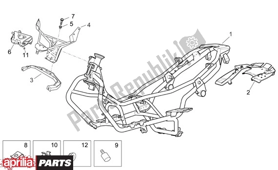 Alle onderdelen voor de Frame van de Aprilia Atlantic Sprint 400-500 682 2005 - 2007