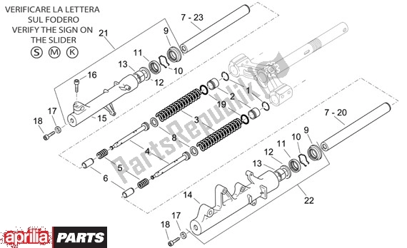 Alle onderdelen voor de Vork Componenten van de Aprilia Atlantic Sprint 400-500 682 2005 - 2007