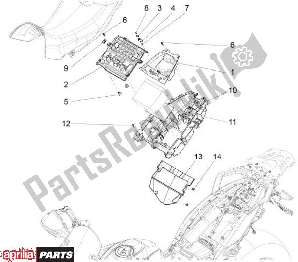 Alle onderdelen voor de Helmruimte van de Aprilia Capo Nord 89 1200 2013