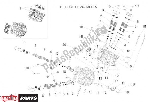 All parts for the Cylinder Head of the Aprilia Capo Nord Travel Pack 90 1200 2013