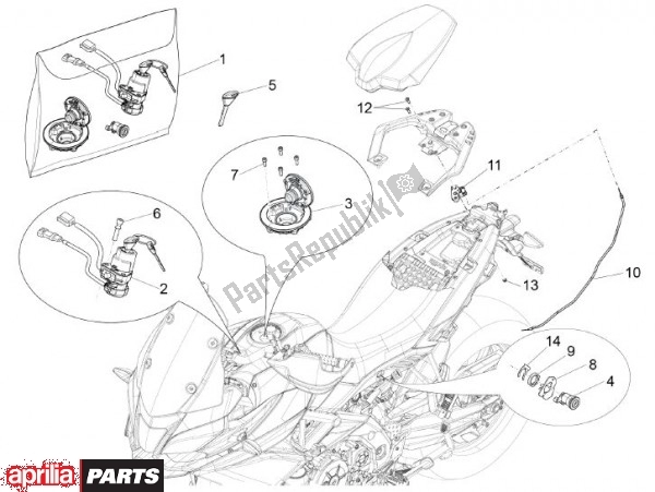 All parts for the Slotset of the Aprilia Capo Nord Travel Pack 90 1200 2013