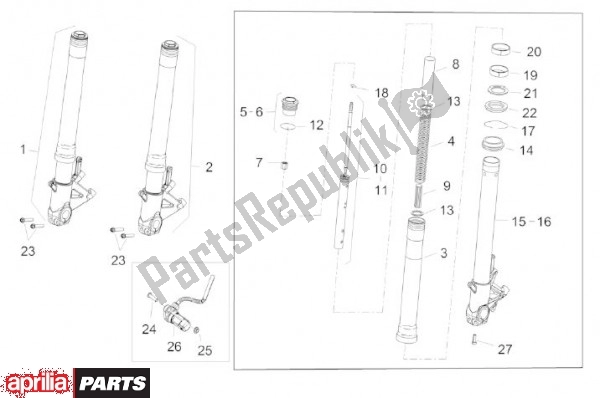 Todas as partes de Voorwielvork do Aprilia Capo Nord Travel Pack 90 1200 2013