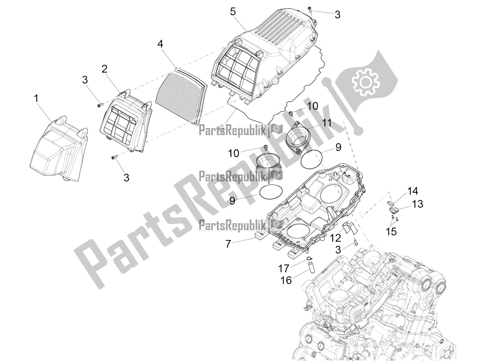 Tutte le parti per il Air Box del Aprilia Caponord 1200 Apac 2016