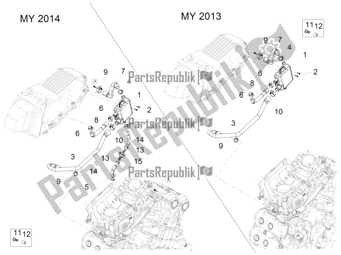 All parts for the Blow-by System of the Aprilia Caponord 1200 Apac 2016