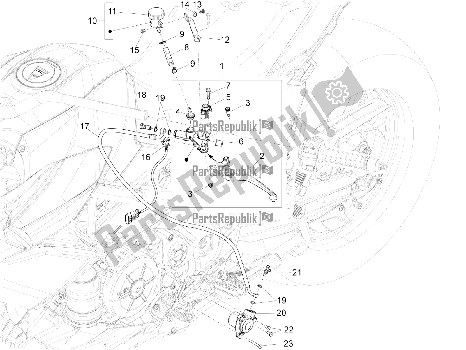 All parts for the Clutch Control of the Aprilia Caponord 1200 Apac 2016