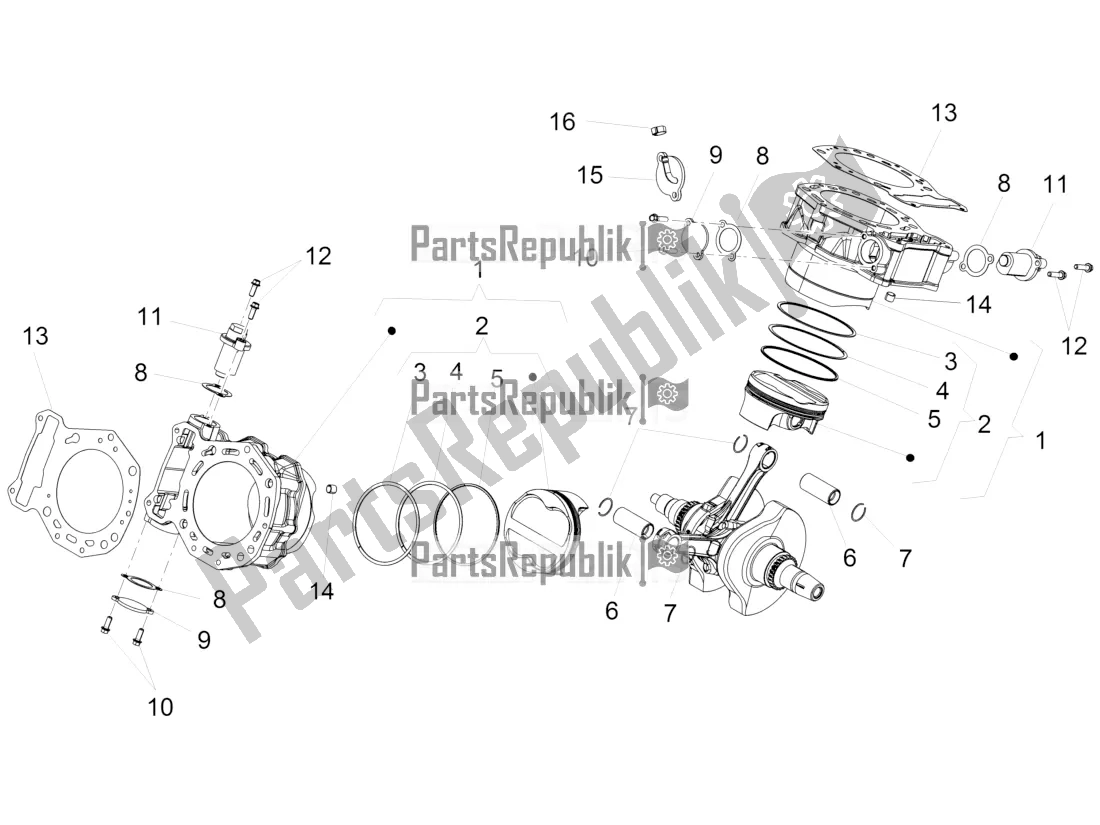 Toutes les pièces pour le Cylindre - Piston du Aprilia Caponord 1200 Apac 2016