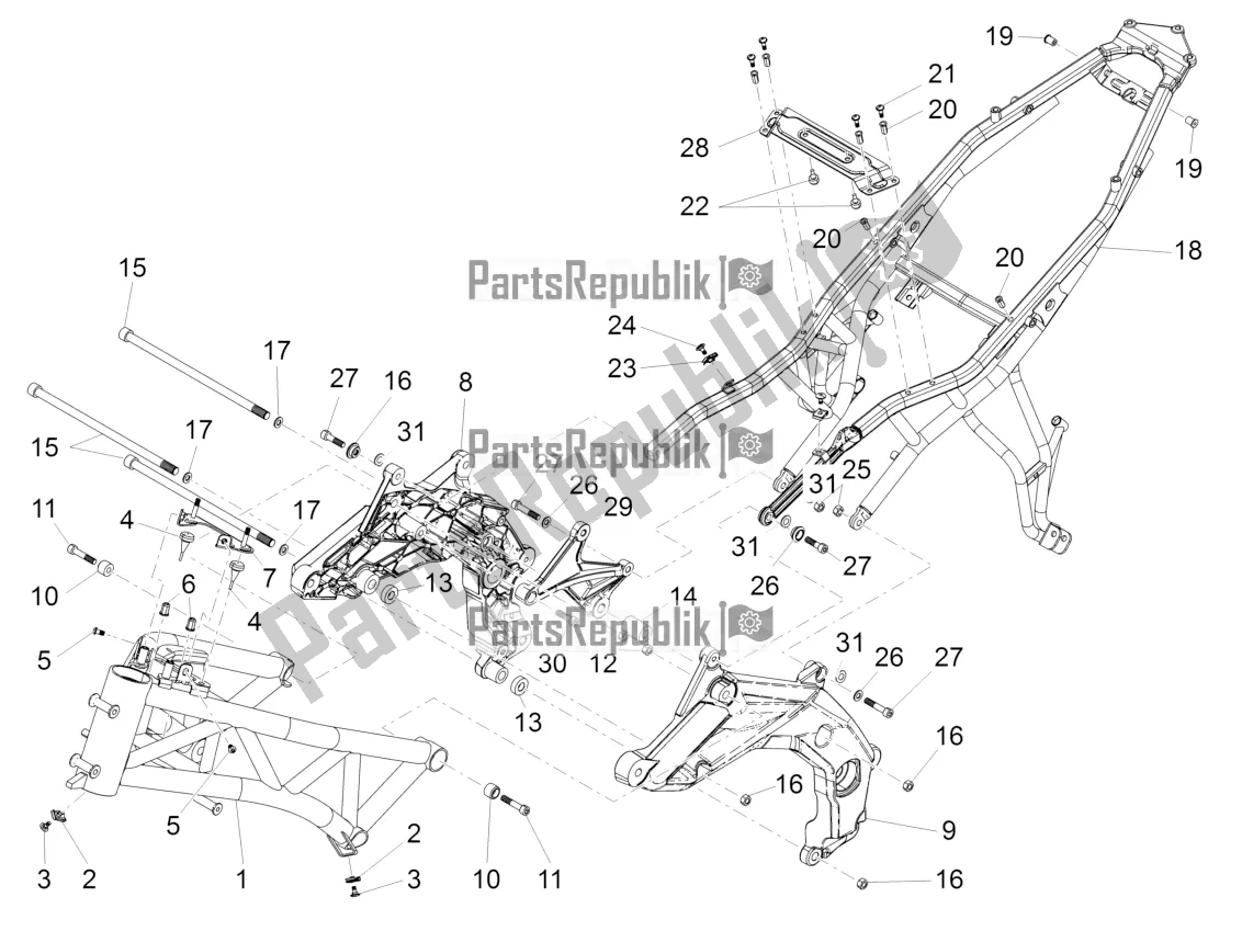 All parts for the Frame of the Aprilia Caponord 1200 Apac 2016