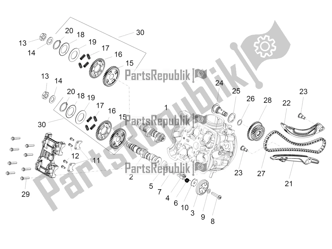 Toutes les pièces pour le Système De Calage Du Cylindre Avant du Aprilia Caponord 1200 Apac 2016