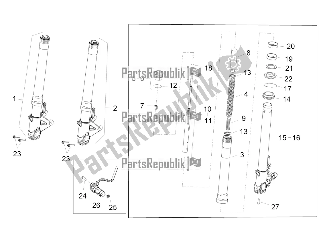 Toutes les pièces pour le Front Fork Sachs du Aprilia Caponord 1200 Apac 2016