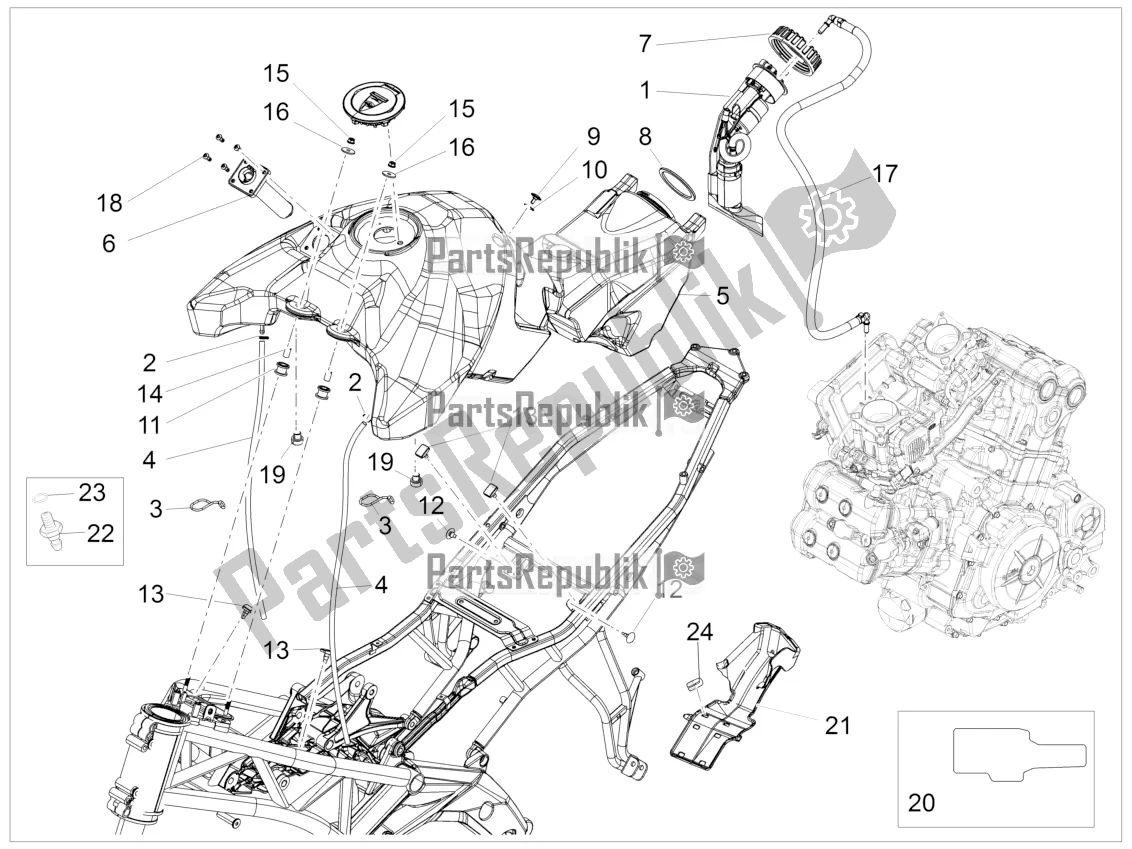 All parts for the Fuel Tank of the Aprilia Caponord 1200 Apac 2016