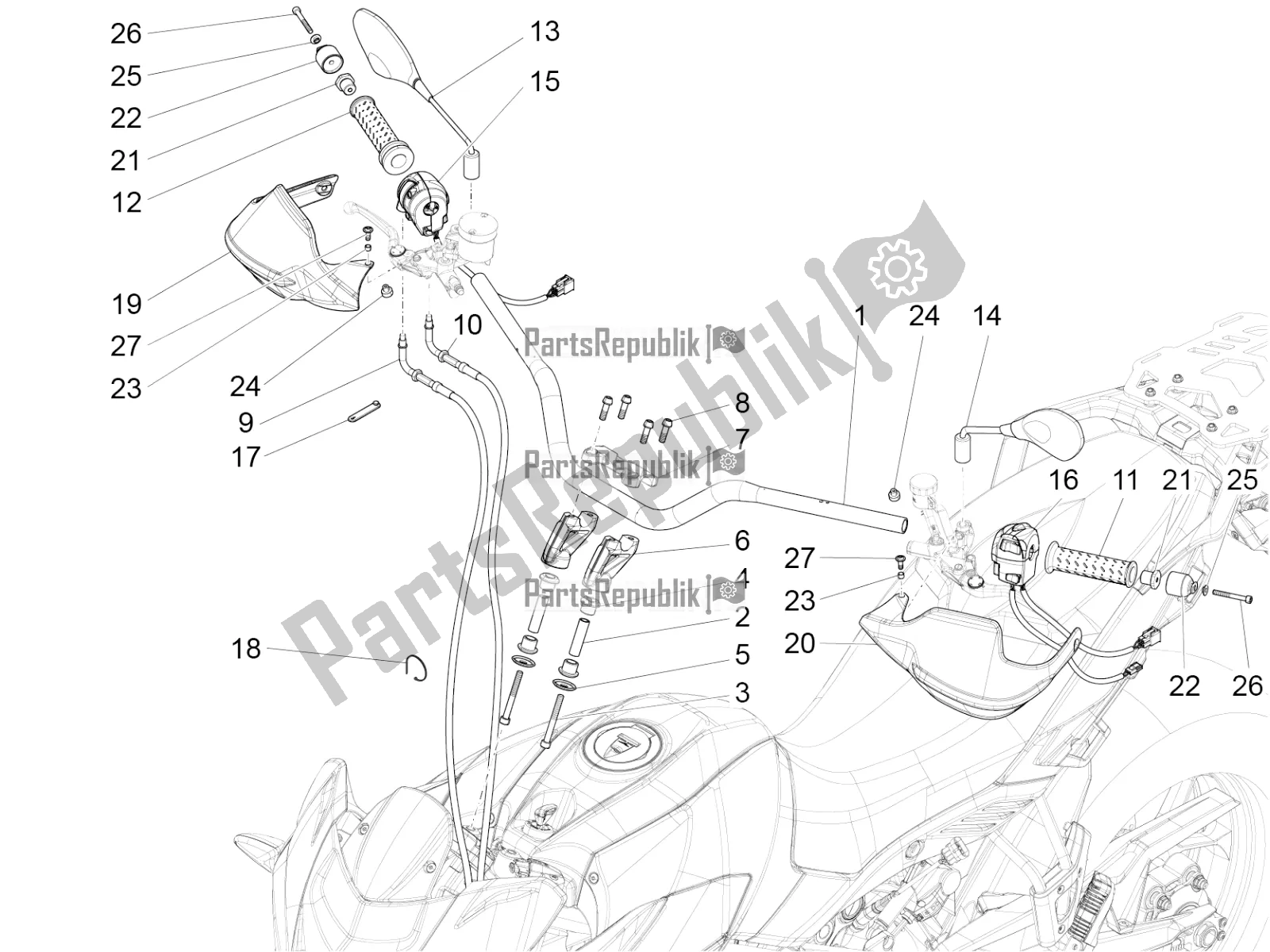 All parts for the Handlebar - Controls of the Aprilia Caponord 1200 Apac 2016