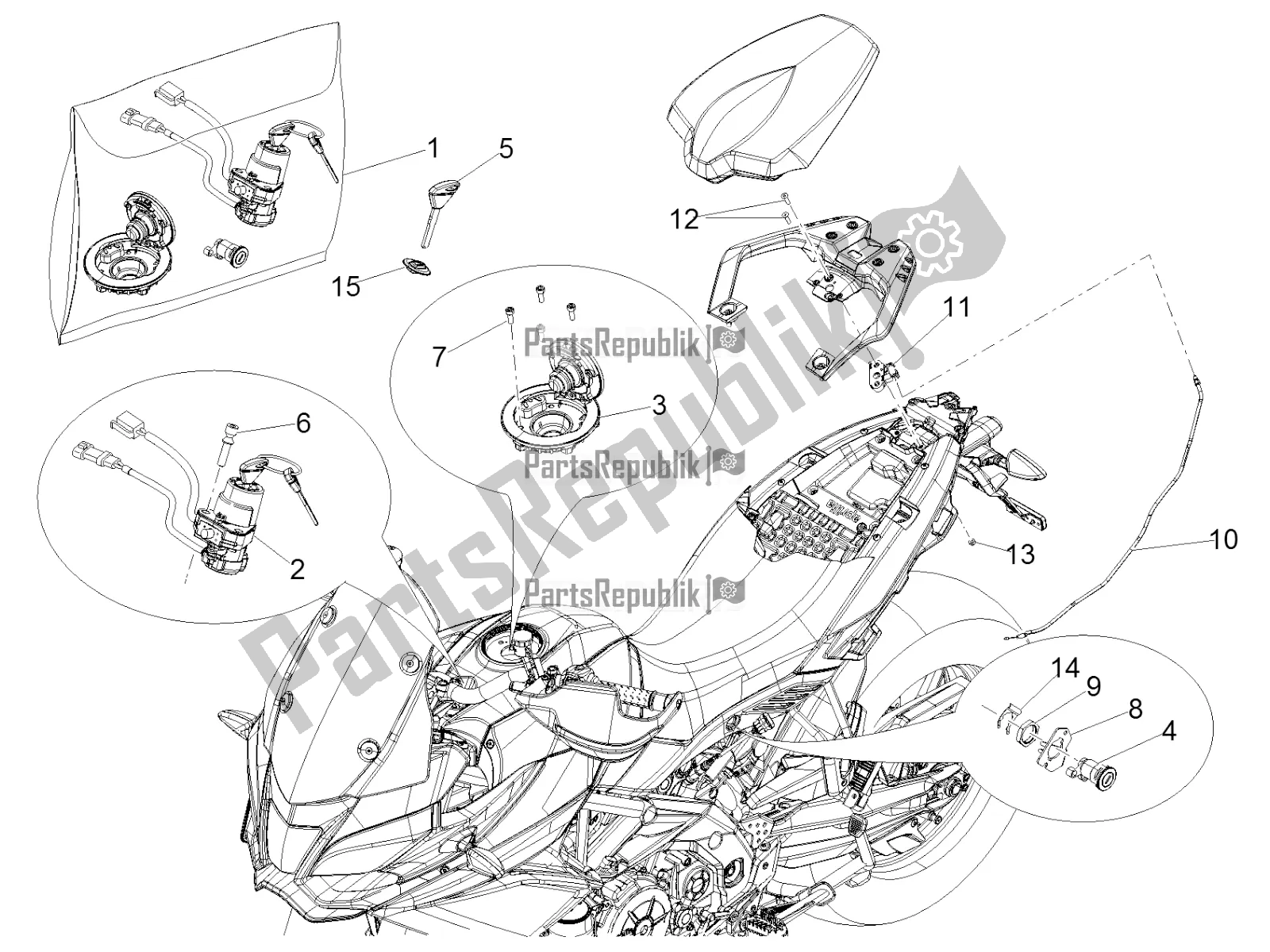 Todas las partes para Cerraduras de Aprilia Caponord 1200 Apac 2016