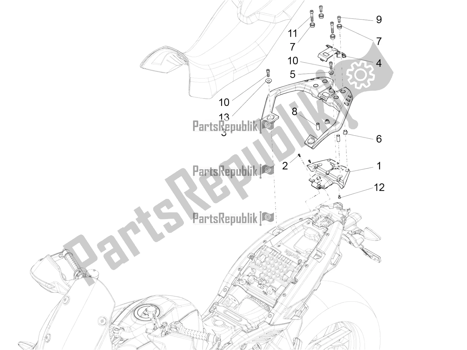 Alle Teile für das Gepäckablage des Aprilia Caponord 1200 Apac 2016