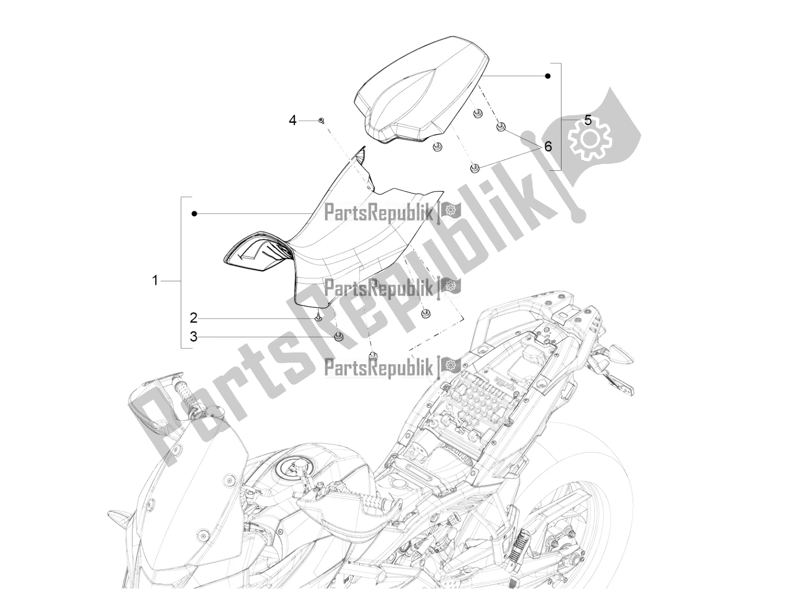 All parts for the Saddle of the Aprilia Caponord 1200 Apac 2016