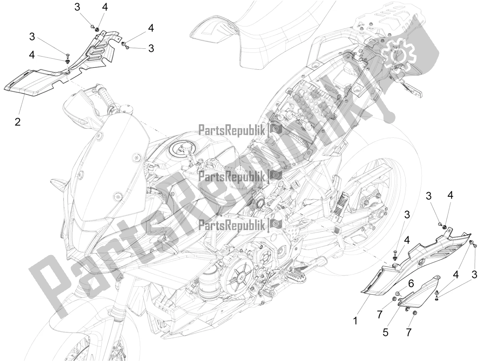 All parts for the Central Body of the Aprilia Caponord 1200 Rally 2016