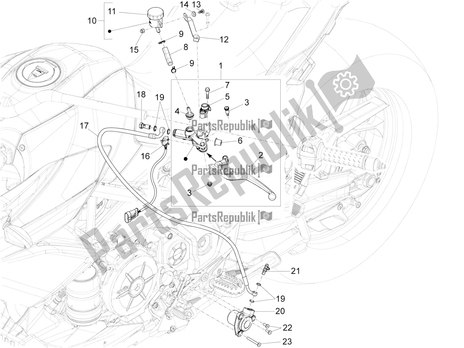 All parts for the Clutch Control of the Aprilia Caponord 1200 Rally 2016