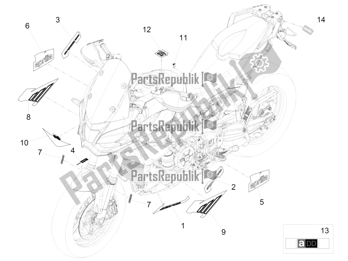 Toutes les pièces pour le Décalque du Aprilia Caponord 1200 Rally 2016