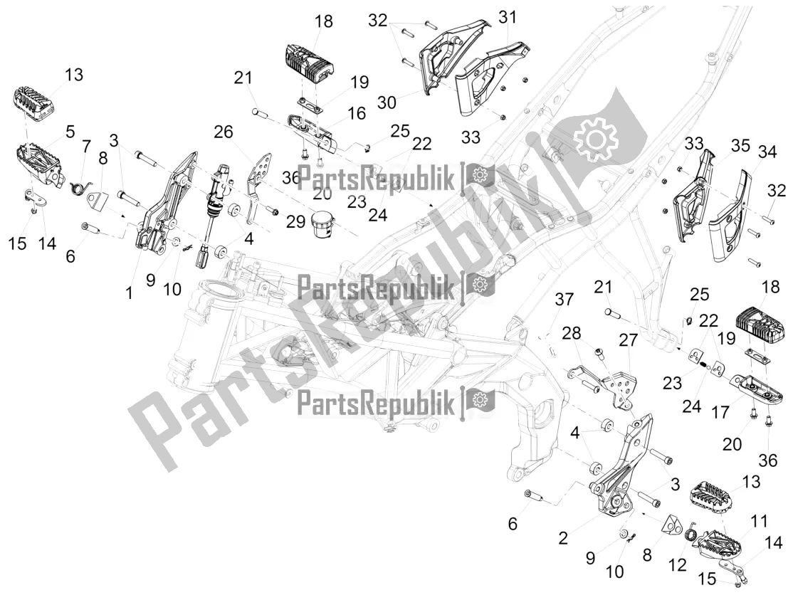 All parts for the Foot Rests of the Aprilia Caponord 1200 Rally 2016