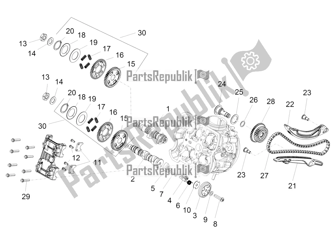 All parts for the Front Cylinder Timing System of the Aprilia Caponord 1200 Rally 2016