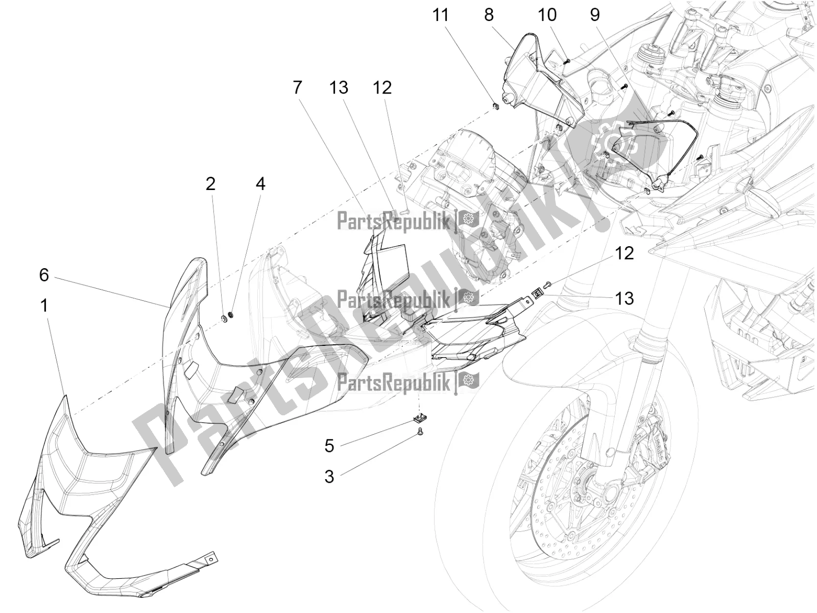 Todas las partes para Carenado Delantero de Aprilia Caponord 1200 Rally 2016