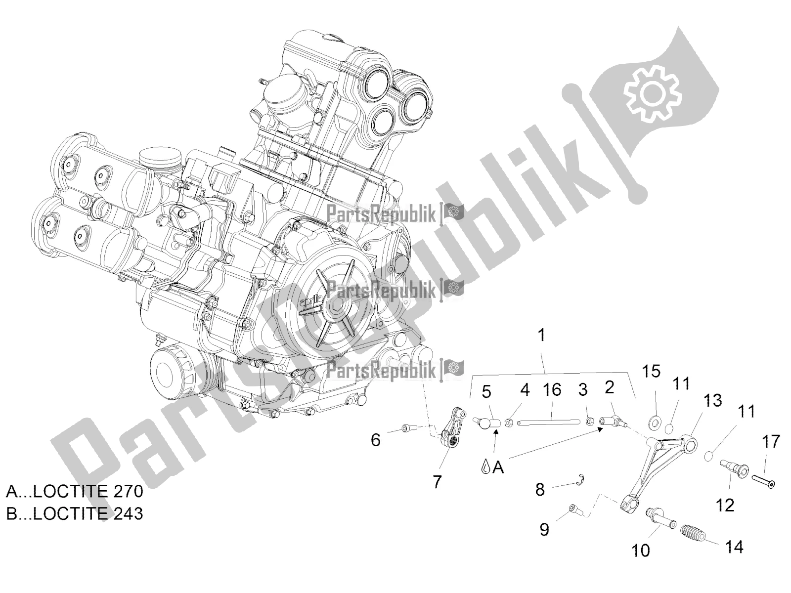 All parts for the Gear Lever of the Aprilia Caponord 1200 Rally 2016