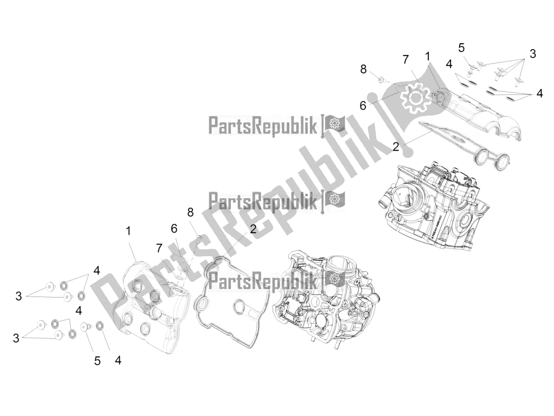 All parts for the Head Cover of the Aprilia Caponord 1200 Rally 2016