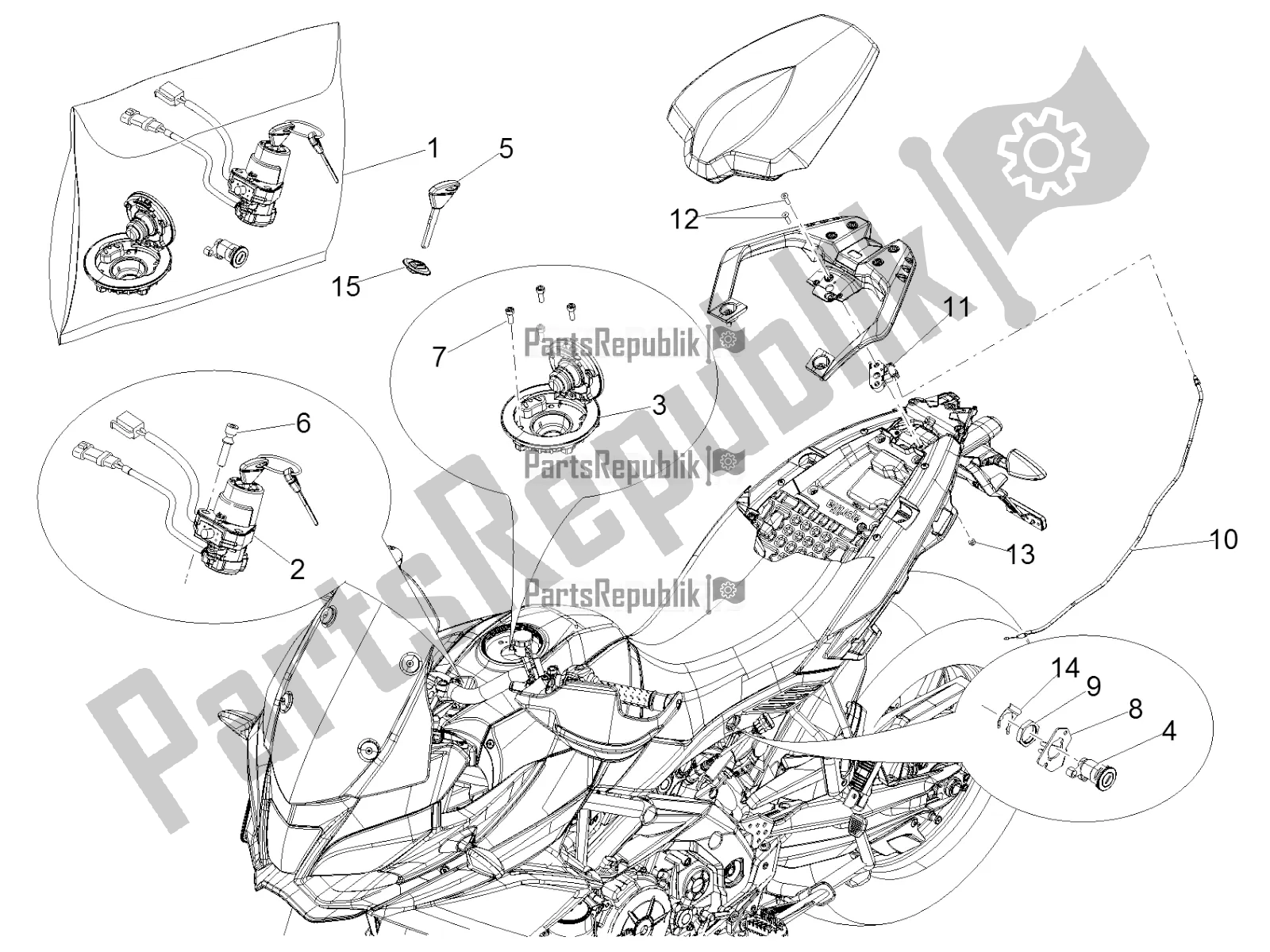 All parts for the Locks of the Aprilia Caponord 1200 Rally 2016