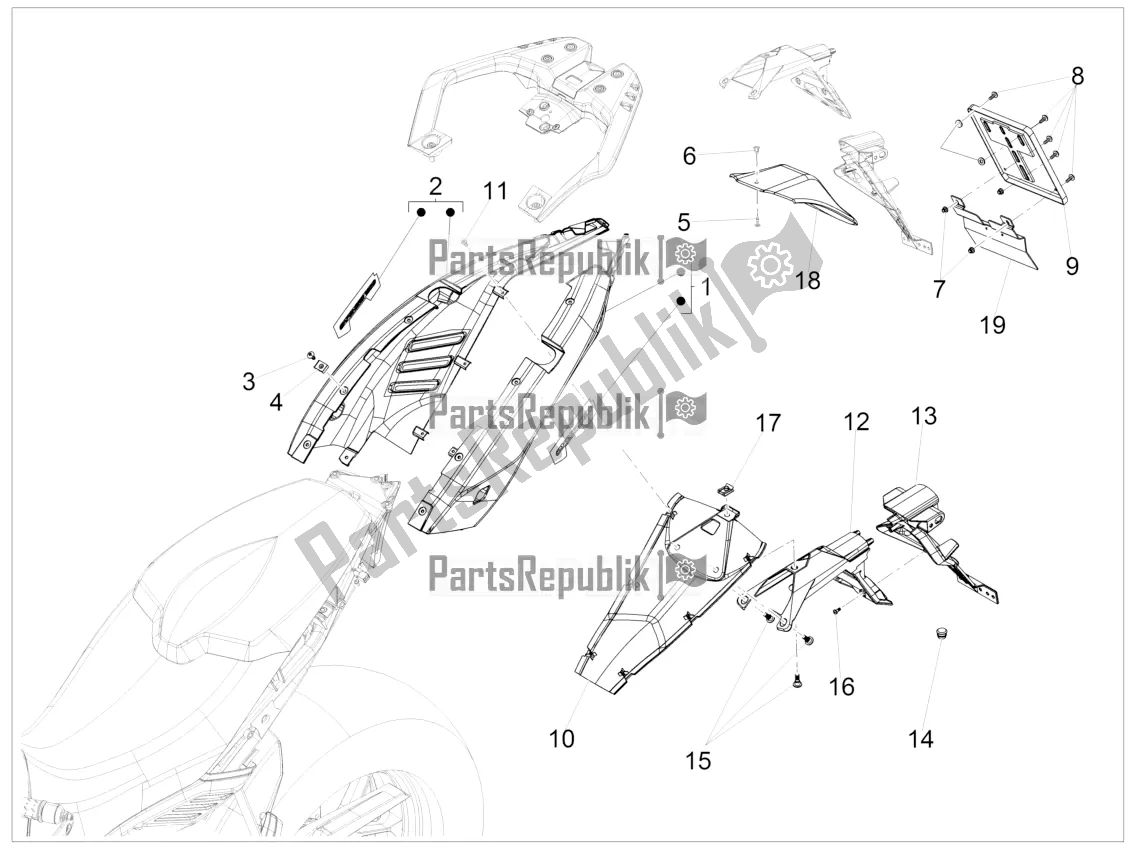 All parts for the Rear Body of the Aprilia Caponord 1200 Rally 2016