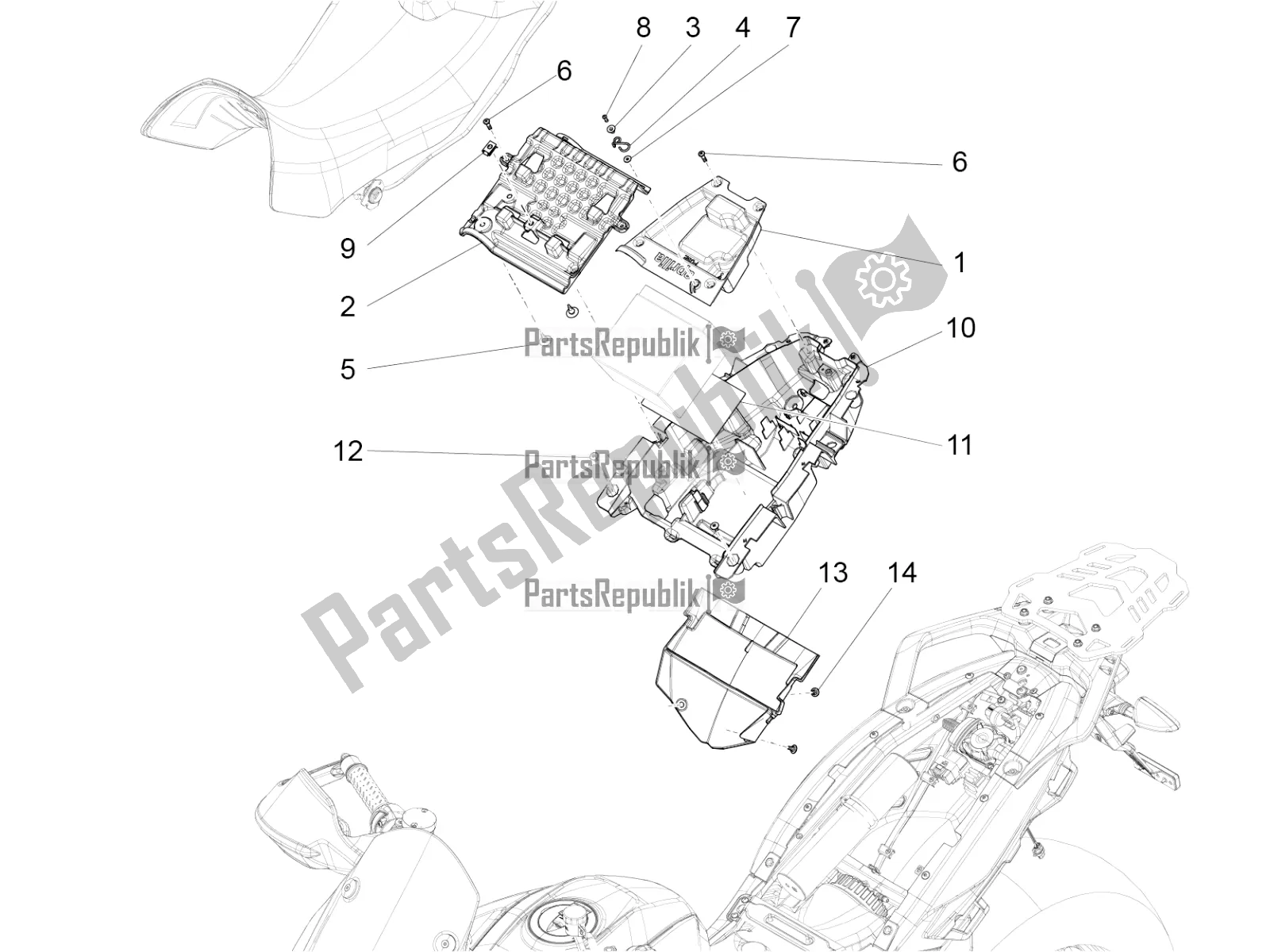 Toutes les pièces pour le Compartiment De Selle du Aprilia Caponord 1200 Rally 2016