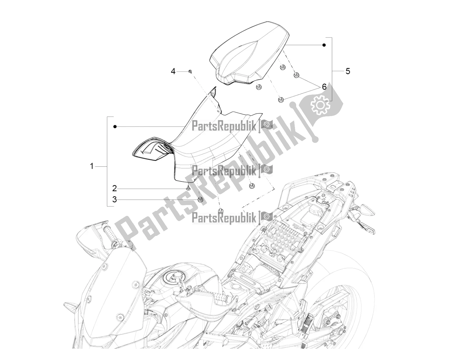 All parts for the Saddle of the Aprilia Caponord 1200 Rally 2016