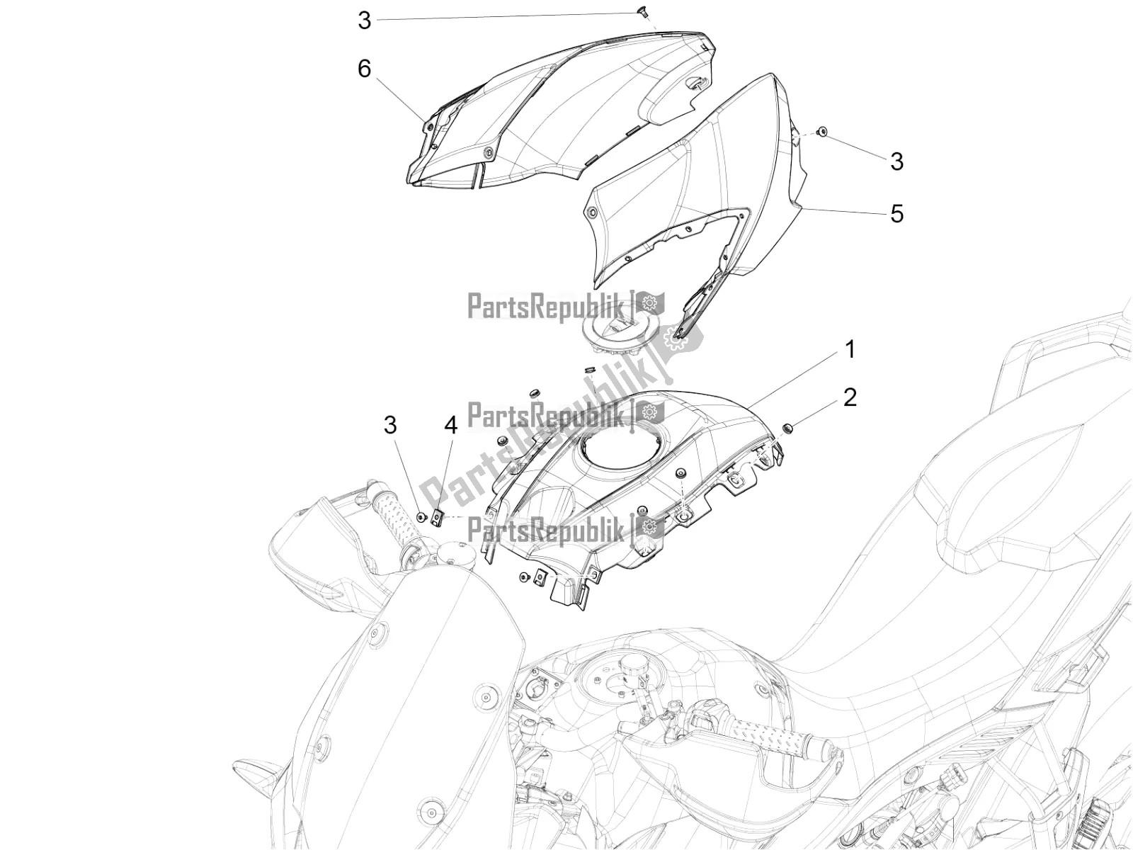 Toutes les pièces pour le Couvercle De Réservoir du Aprilia Caponord 1200 Rally 2016