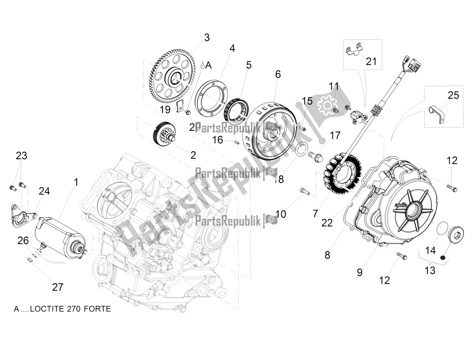 Toutes les pièces pour le Unité Magnéto Assy / Allumage Cdi du Aprilia Caponord 1200 Rally USA 2016