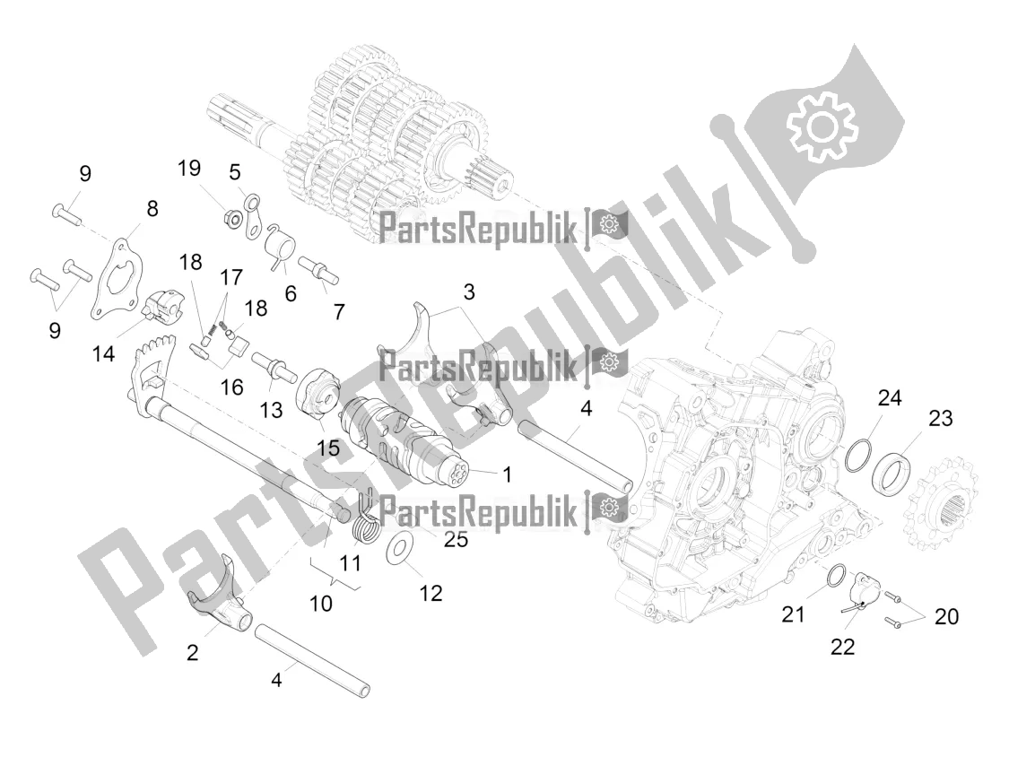 All parts for the Gear Box / Selector / Shift Cam of the Aprilia Caponord 1200 Rally USA 2016