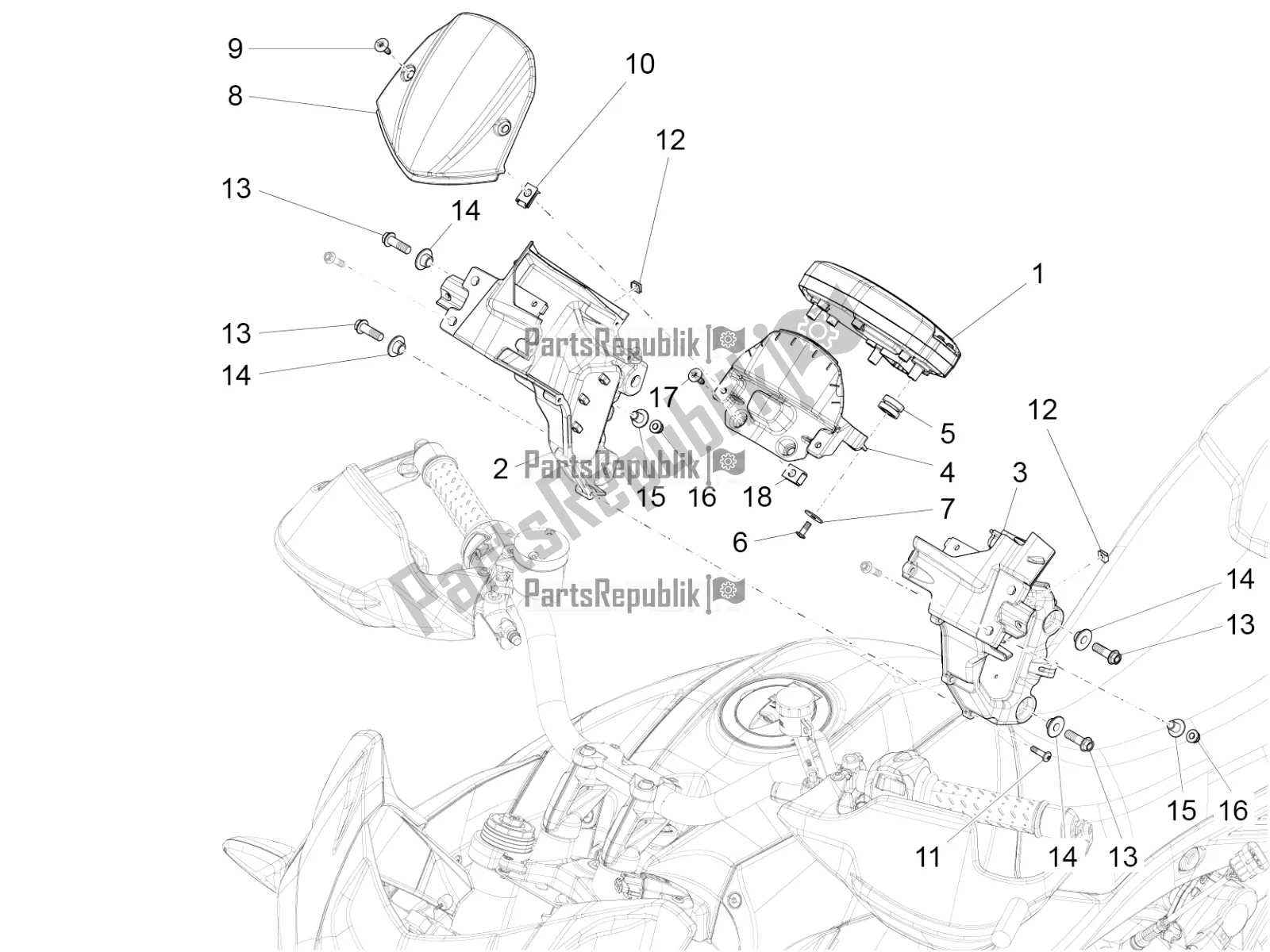 Alle onderdelen voor de Instrumenten van de Aprilia Caponord 1200 Rally USA 2016