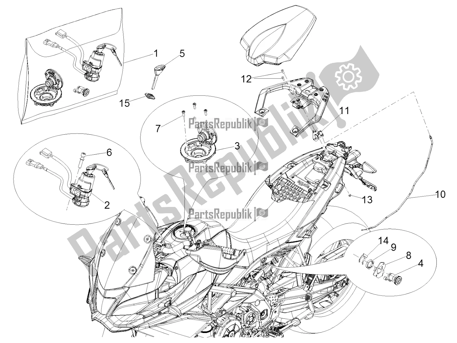 All parts for the Locks of the Aprilia Caponord 1200 Rally USA 2016