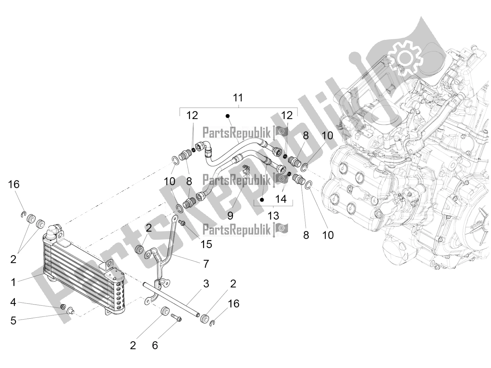 Tutte le parti per il Radiatore Olio del Aprilia Caponord 1200 Rally USA 2016