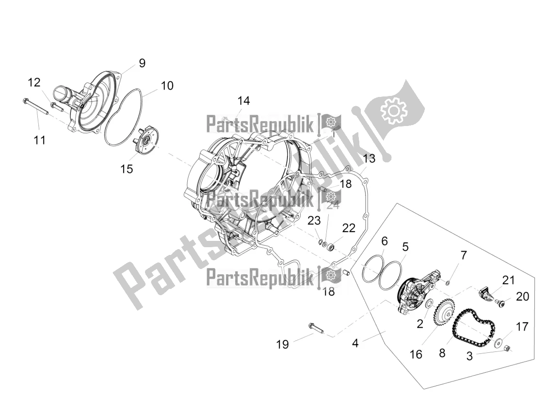 All parts for the Water Pump of the Aprilia Caponord 1200 Rally USA 2016