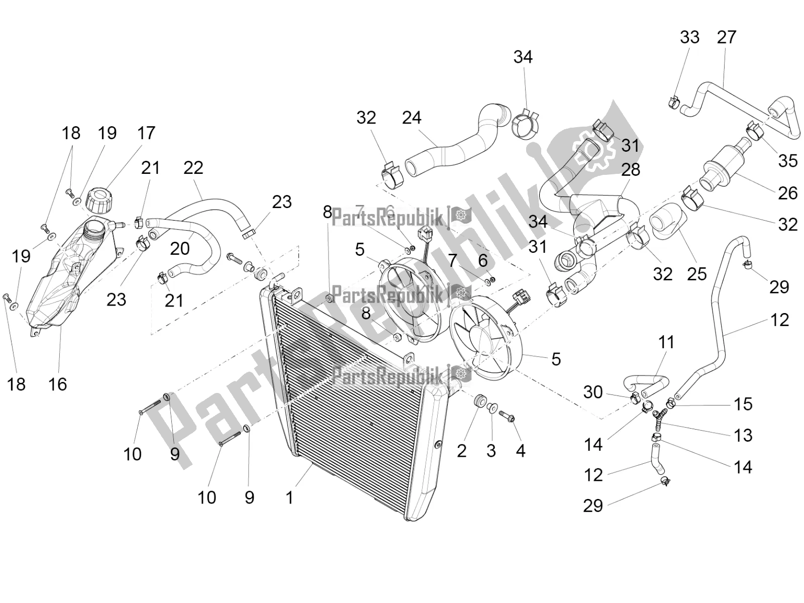 Toutes les pièces pour le Système De Refroidissement du Aprilia Caponord 1200 Rally USA 2017