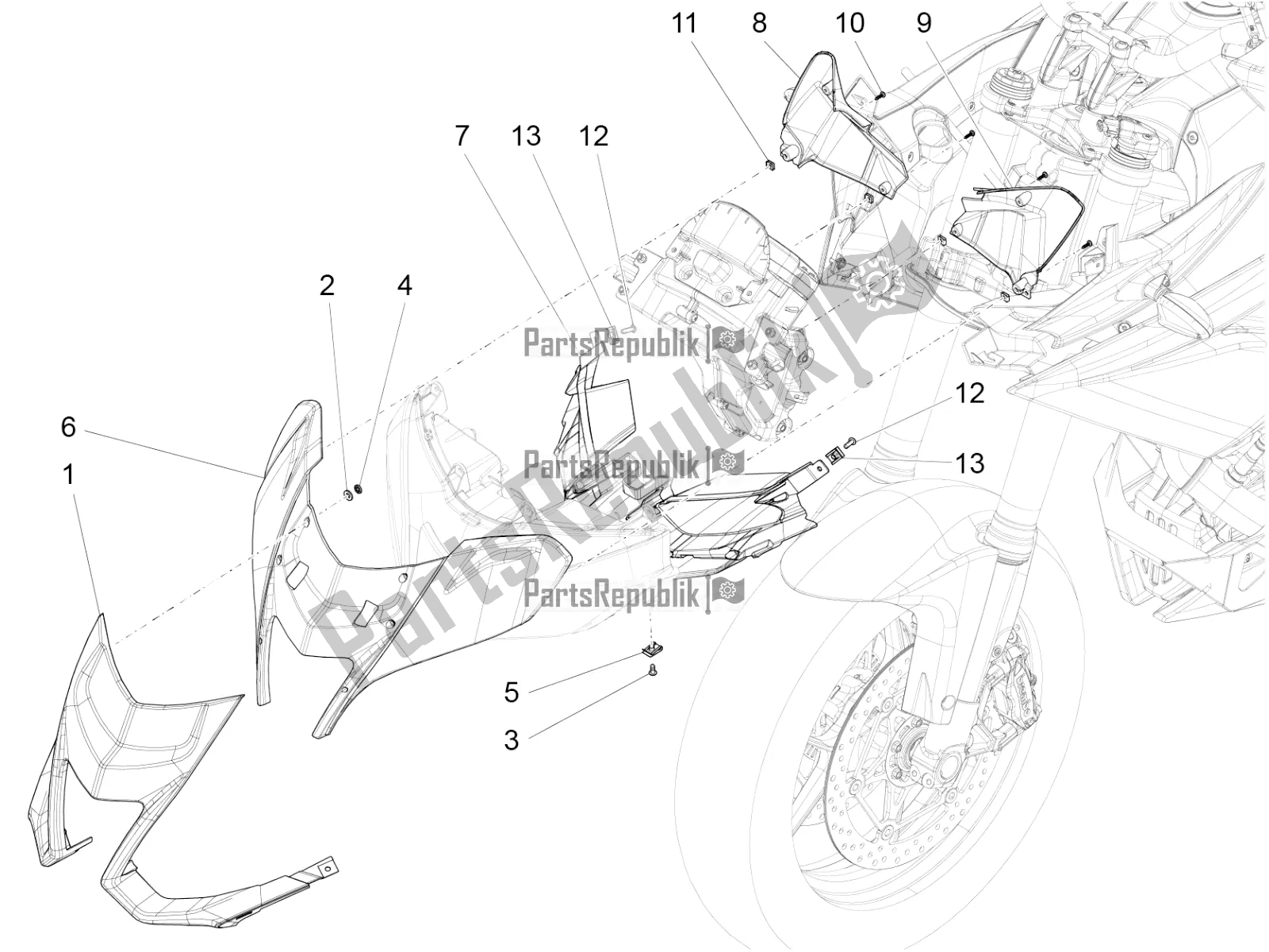 Alle Teile für das Frontverkleidung des Aprilia Caponord 1200 Rally USA 2017