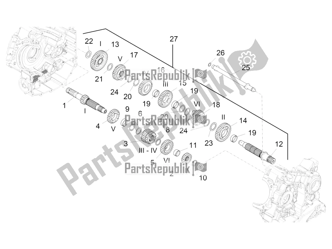 Todas las partes para Caja De Cambios - Conjunto De Engranajes de Aprilia Caponord 1200 Rally USA 2017