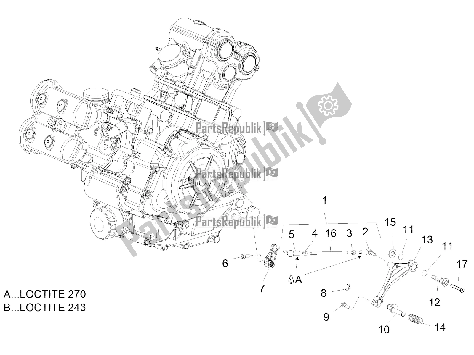 All parts for the Gear Lever of the Aprilia Caponord 1200 Rally USA 2017