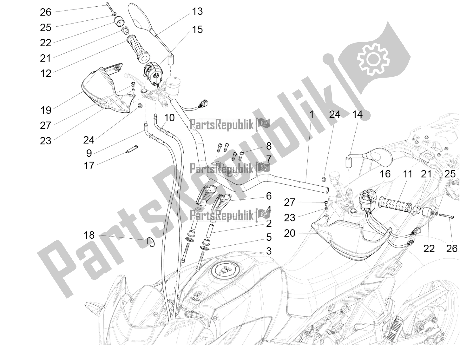 Toutes les pièces pour le Guidon - Commandes du Aprilia Caponord 1200 Rally USA 2017