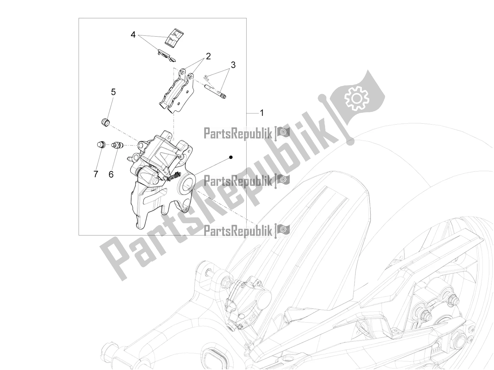 Todas las partes para Pinza De Freno Trasero de Aprilia Caponord 1200 Rally USA 2017