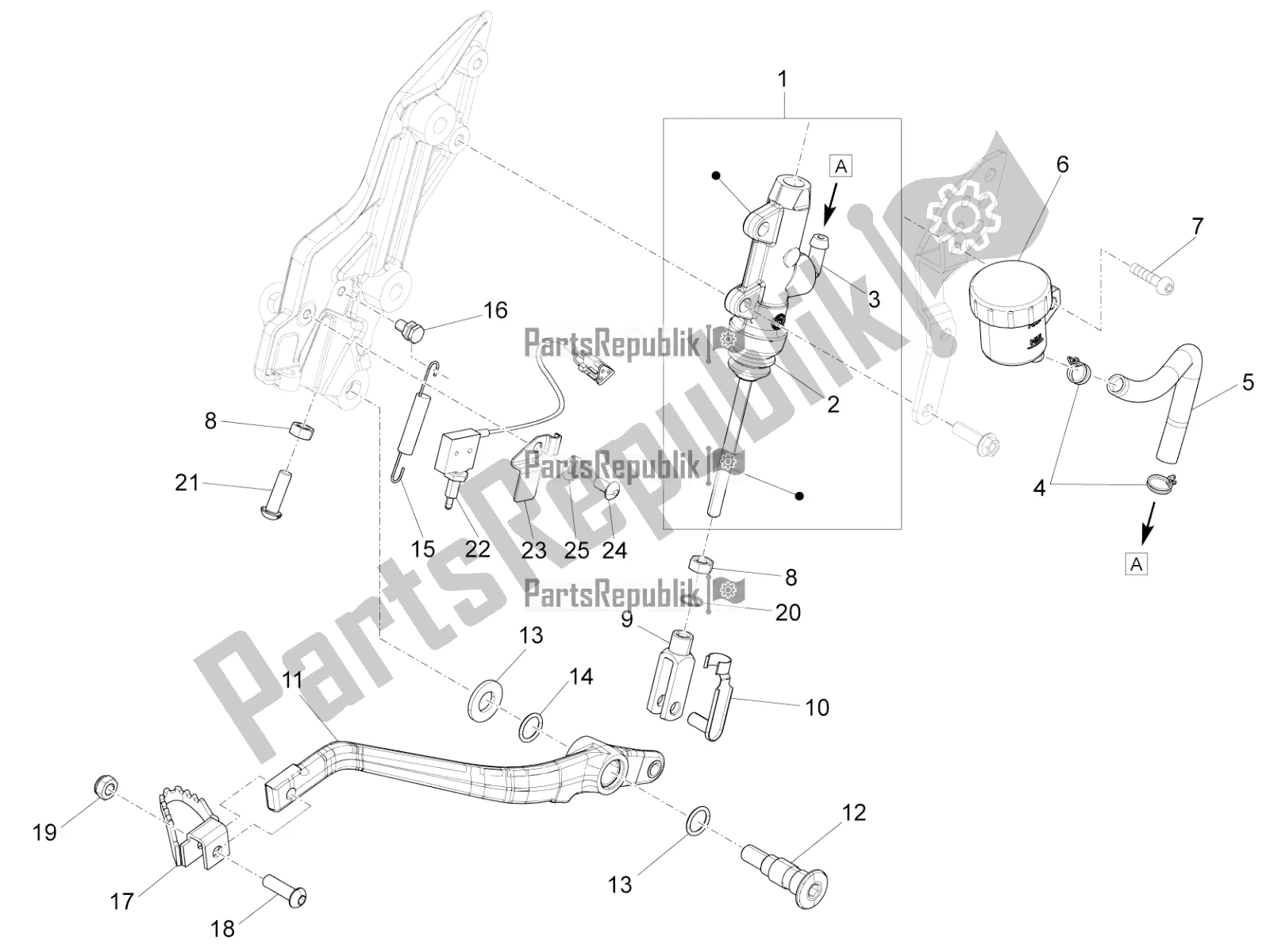 All parts for the Rear Master Cylinder of the Aprilia Caponord 1200 Rally USA 2017