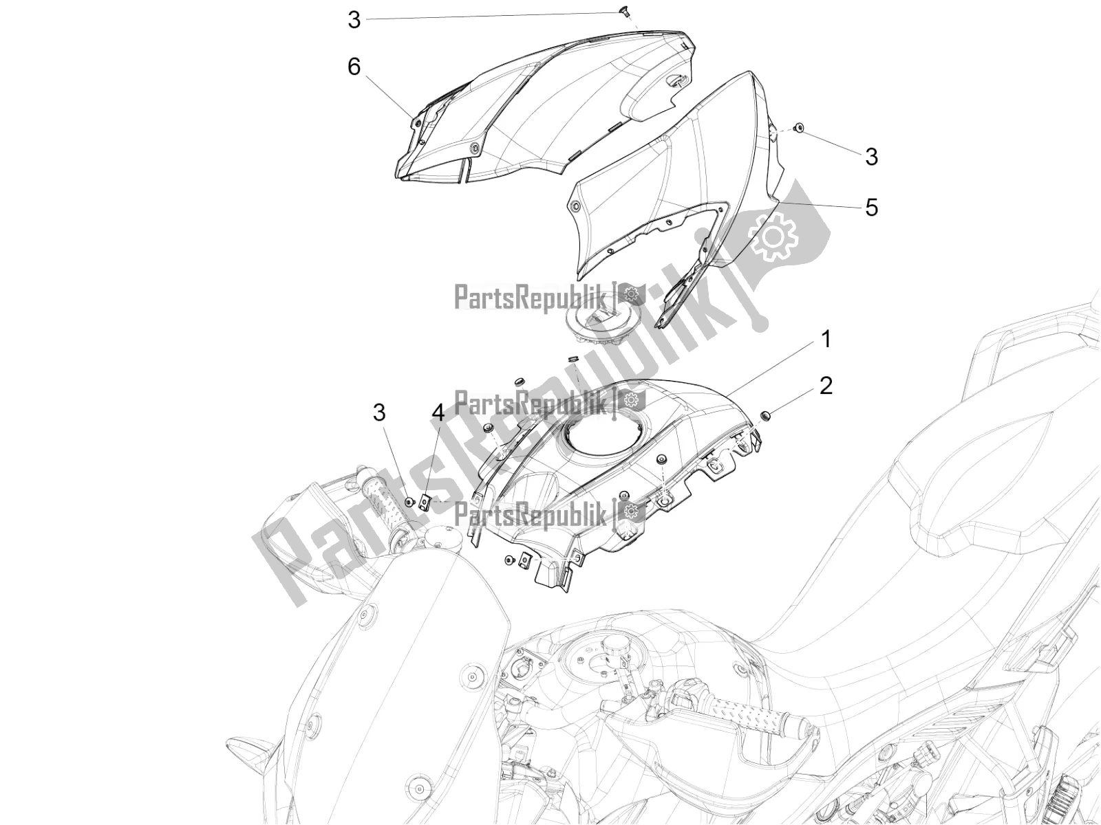 Toutes les pièces pour le Couvercle De Réservoir du Aprilia Caponord 1200 Rally USA 2017