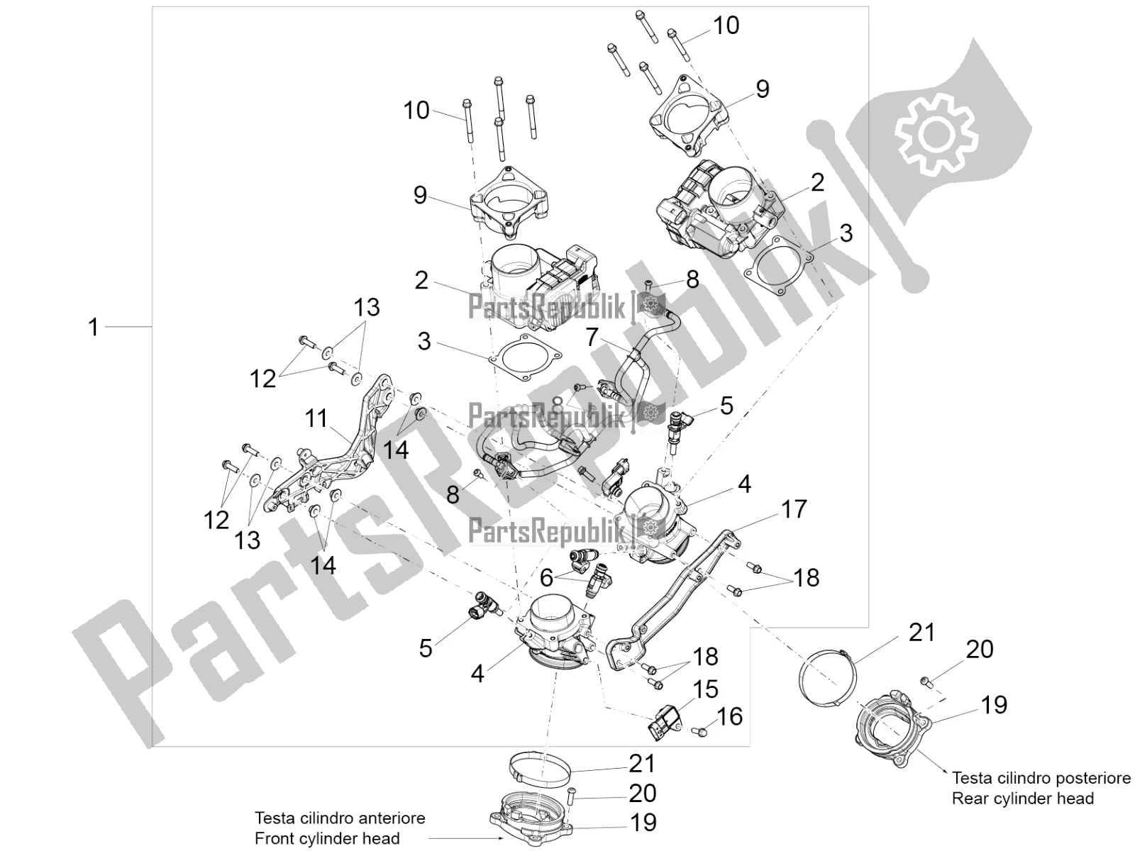 All parts for the Throttle Body of the Aprilia Caponord 1200 Rally USA 2017