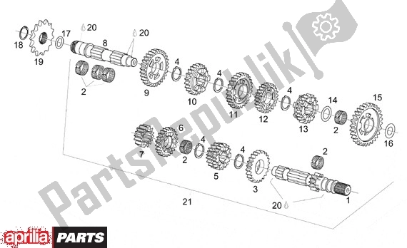 All parts for the 6 Standen Transmissie of the Aprilia Classic 610 125 1995 - 1999