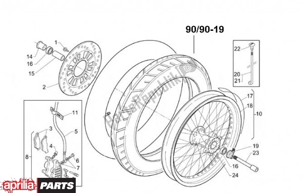 All parts for the Front Wheel of the Aprilia Classic 610 125 1995 - 1999