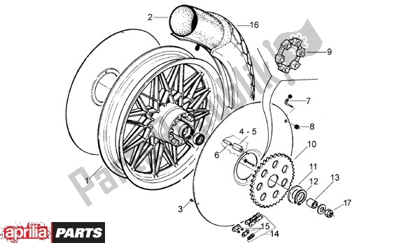 Alle Teile für das Hinterrad des Aprilia Classic 608 50 1992 - 1999